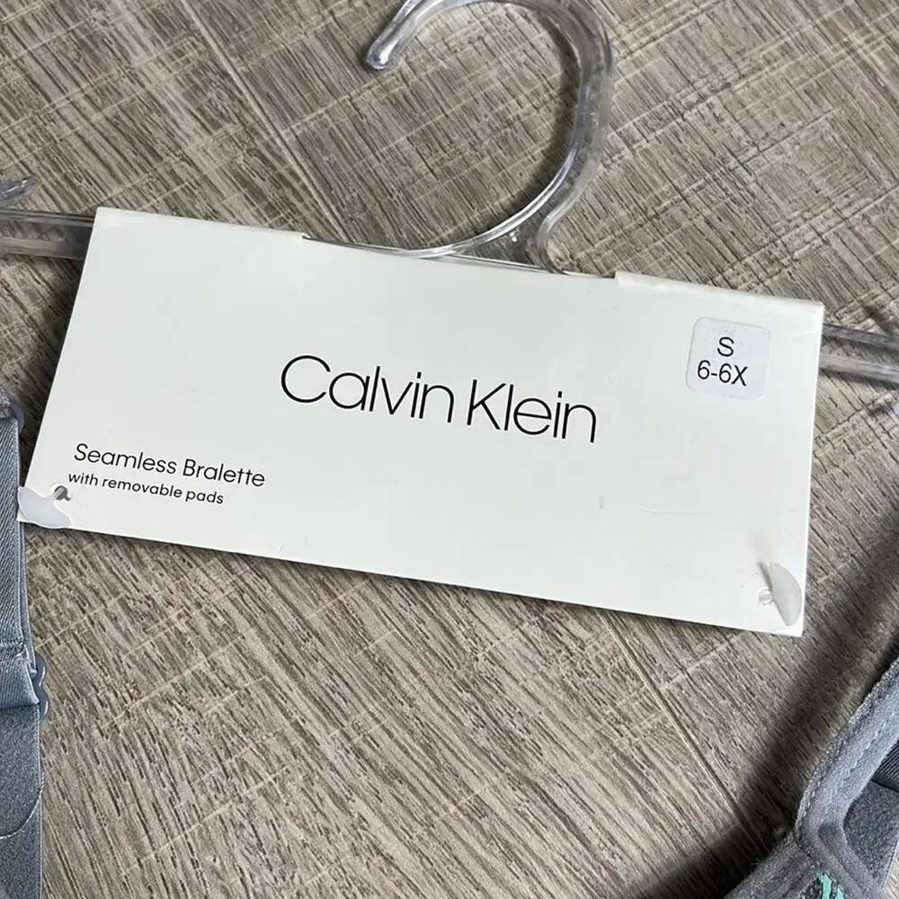 CALVIN KLEIN Gray Logo Seamless Bralette Girls Size 6-6X